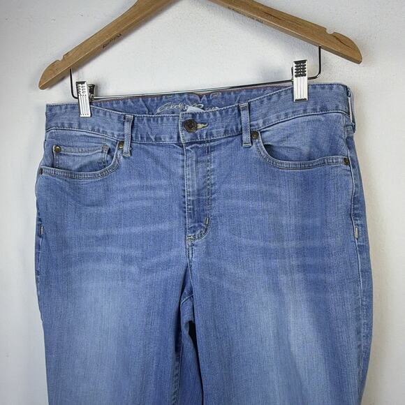 Eddie Bauer womens tall 14 curvy Straight Stretch Acid Wash Denim Blue Jeans - Picture 3 of 11